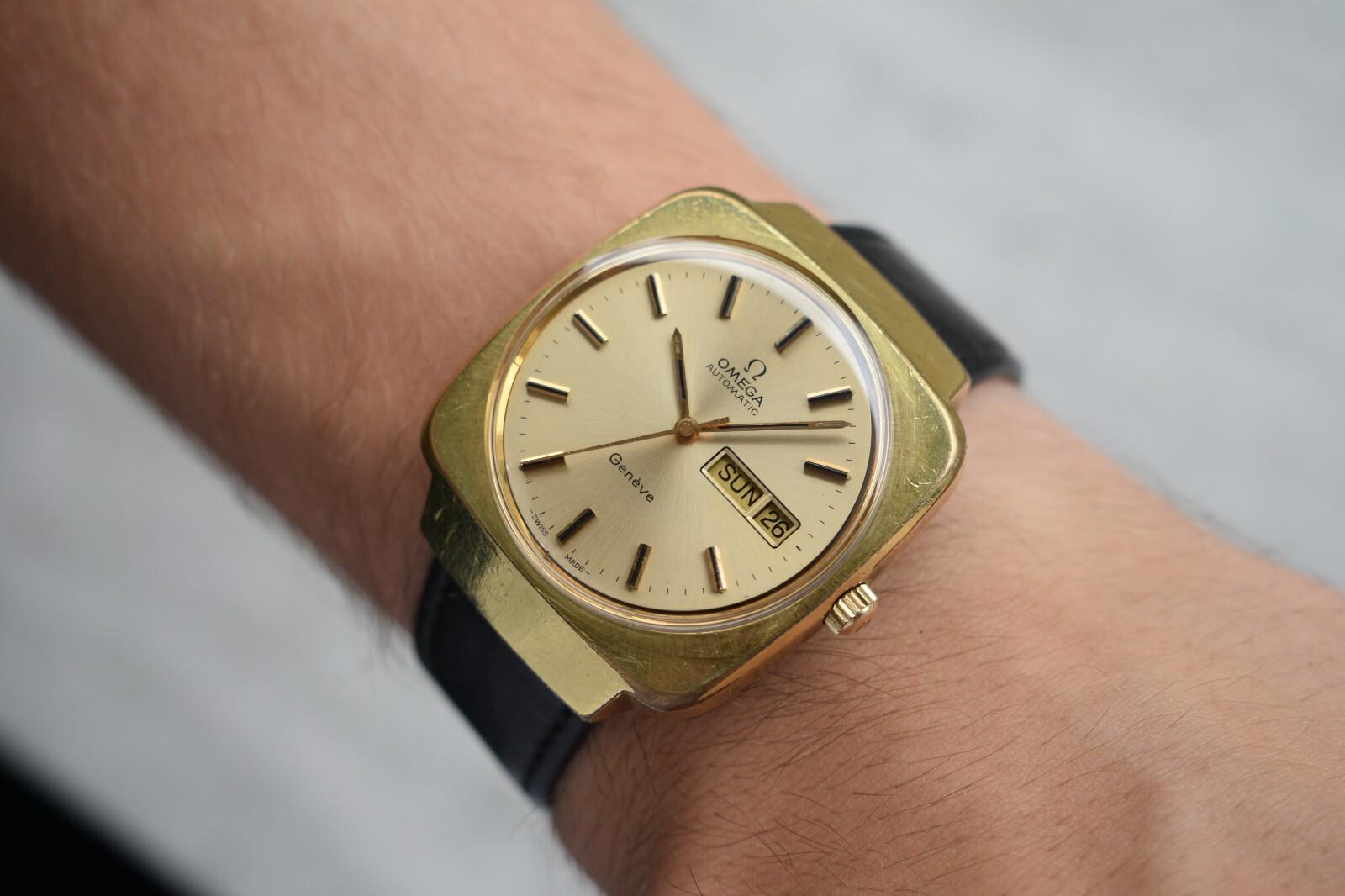 1973 Vintage Omega Men's Watch Automatic Gold Geneve Leather Day