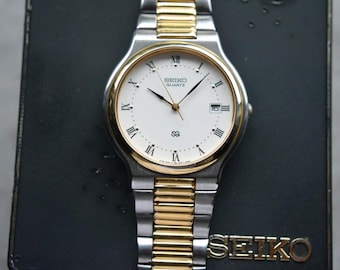 December 1988 Seiko Herrklocka Tvåfärgad Armband Boxed Quartz Guld