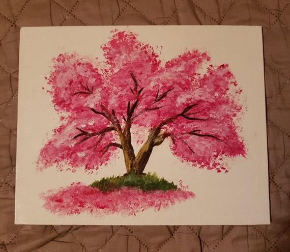 Pink Tree Painting Original Canvas Wall Art Home Decor Hand - Etsy España