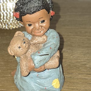 Vintage - All God&#39;s Children-Prissy with Bear! Miss Martha Original Collection COA included! African American Figurine/sculpture