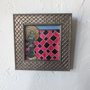Original egg tempra chess piece painting