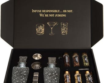 DIY Alcohol Infusion Kit – with Botanicals, Ice Cubes & Jars | Makes 750+ Flavor Combos Whiskey, Vodka, Gin | Premium Cocktail Gift Set