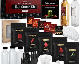 Gourmet Hot Sauce Making Kit - Everything Included (5  Peppers From Mild to Worlds Hottest) - Hot Sauce Kit Gift Set