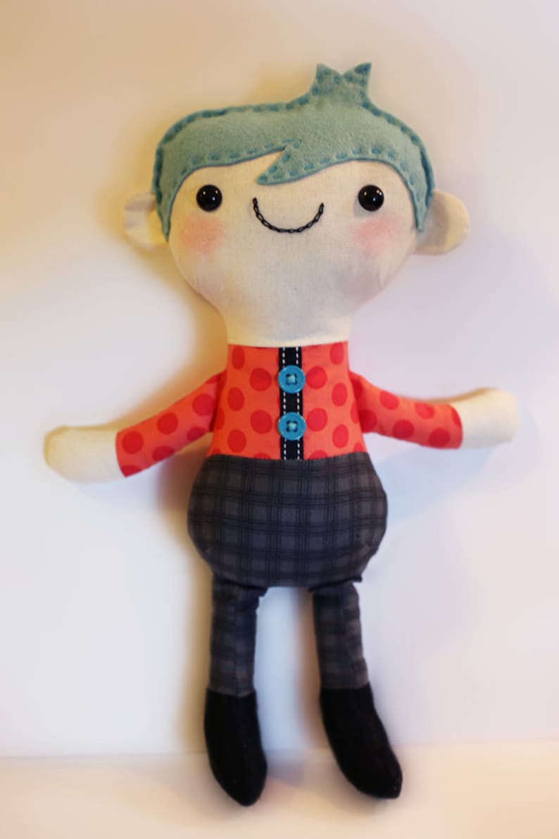 Boy doll sewing pattern available on Etsy