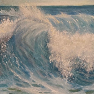 SEASONAL SALE!!! Blue on Blue. Wave, ocean coastal, blue, cresting wave art