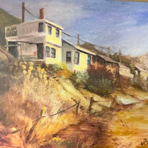 Impresión en lienzo de Crystal Cove Cottages, Crystal Cove, Newport Beach, costa de California, casa de playa