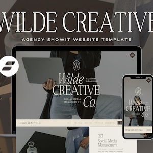Agency Website Template, Social Media Manager Website Template, Graphic Designer, Branding, UGC, Coach, Virtual Assistant, Showit Template