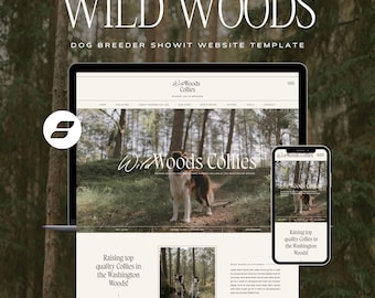 Dog Breeder Website Template: Neutral Dog Kennel Pet Business Web Design (Showit Site Template)