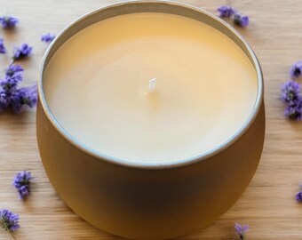 Lavender Chamomile Candle: Beeswax Coconut Oil Blend, Organic Wick