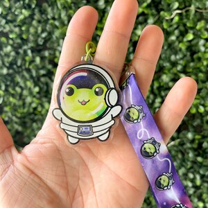 Llavero/Cordón/Llavero de Cadete Espacial/Rana de dibujos animados/Espacio/Rana/Kawaii