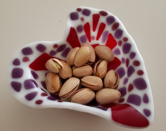 Heart Shaped Glass Dessert Bowl, Snack Bowl, Condiment Bowl, Salt Bowl