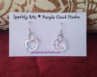 Sparkly Bits Dichroic Glass Earrings in Circles and Triangles