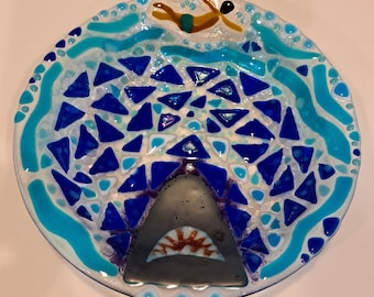 Shark and Swimmer food-safe glass Bowl