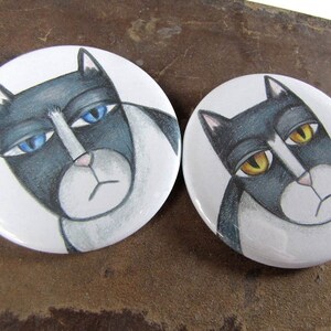 Portable Pocket Mirrors Black and White Tuxedo Cats 2 1/4 inch Hand Pressed image 3