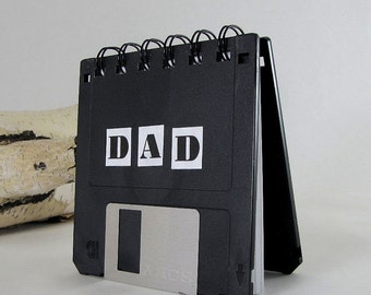 DAD Floppy Disk Recycled Blank Mini Notebook in Black