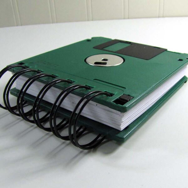 Floppy Disk Notebook JUMBO Forest Green Computer Disk Recycled Geek Gear Blank Mini 125 sheets