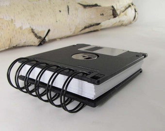 Jumbo Black Computer Floppy Disk Notebook Recycled Geek Gear Blank Mini 125 sheets