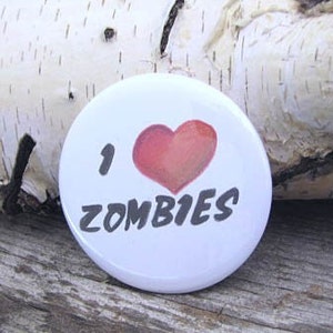 I Heart Zombies 2 1/4 inch Pin Back Button image 1