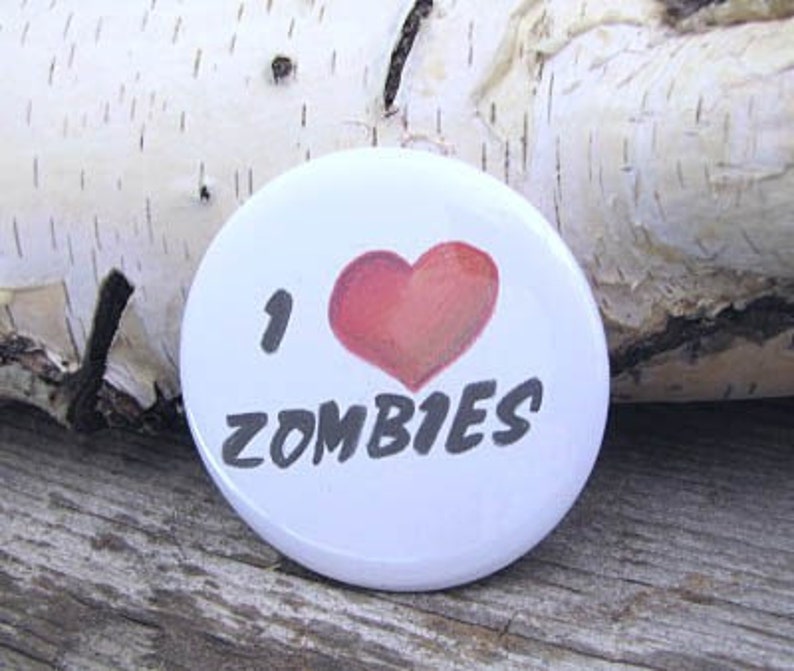 I Heart Zombies 2 1/4 inch Pin Back Button image 1