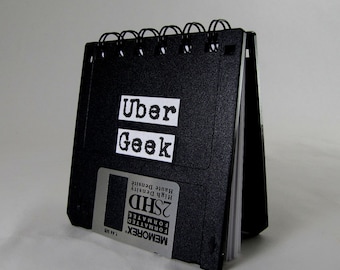 JUMBO Recycled Uber Geek Gear Blank Floppy Disk Mini Notebook in Black
