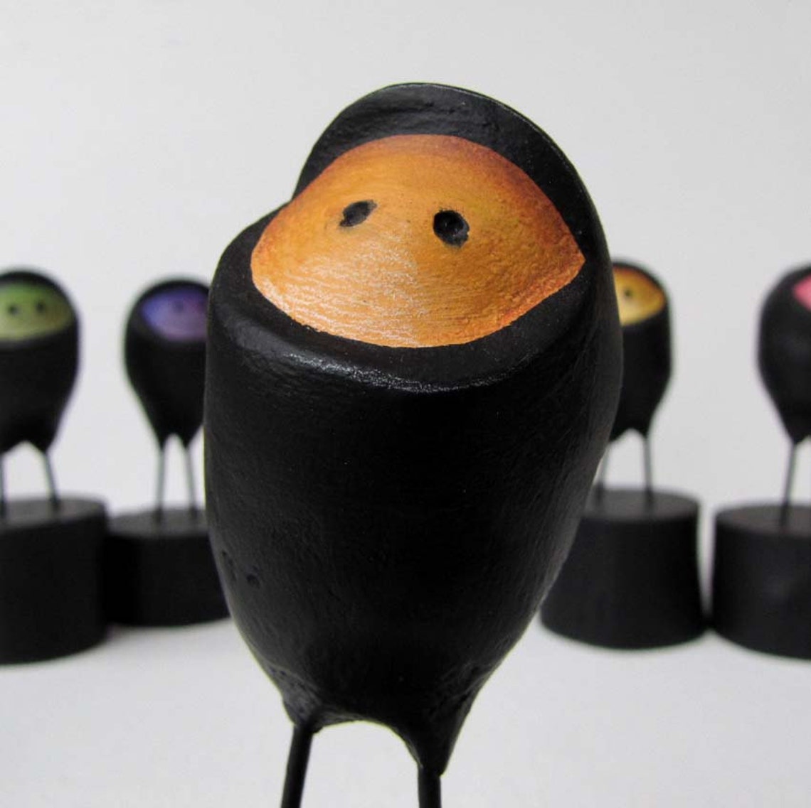Paper Mache Orange Ninja Easter Egg on wooden block Etsy