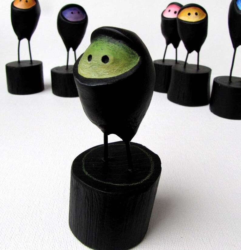 Paper Mache Green Ninja Easter Egg on wooden block Etsy