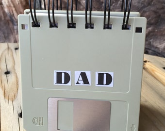 DAD Floppy Disk Recycled Blank Mini Notebook in Black