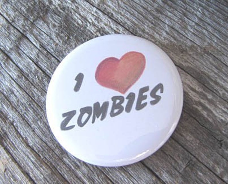 I Heart Zombies 2 1/4 inch Pin Back Button image 3