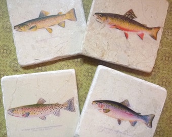 Marble coasters - Fly fishing