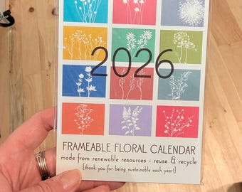 2026 Recycled Paper Floral Silhouette Calendars - REFILLS