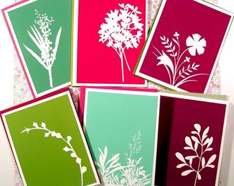 Holiday floral silhouette cards