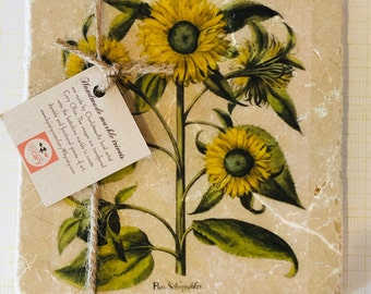 Marble trivet - Vintage Sunflower