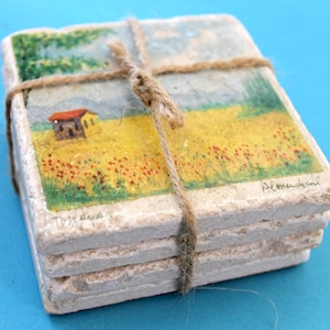 Marble coasters - Italian Watercolor Landscapes