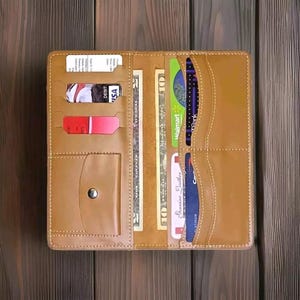 Cartera de cuero para hombre de primera calidad, plegable, larga, regalo para aniversario, graduación, papá, novio, esposo, padre