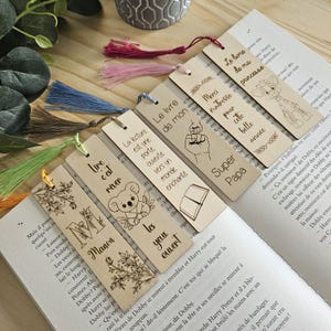 Marcapáginas de madera personalizable - Idea de regalo original - Boda - Amante - Niñera - Familia - Niño