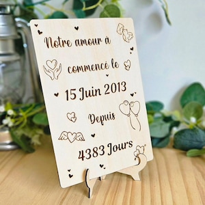 Couple decoration - Couple souvenir plaque - Gift idea - Number of days - Meeting - Personalized wood - Valentine's Day gift