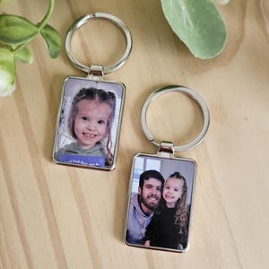 パーソナライズされた長方形の写真キーホルダー - キーホルダー - オリジナルギフトのアイデア - 結婚式 - 誕生日