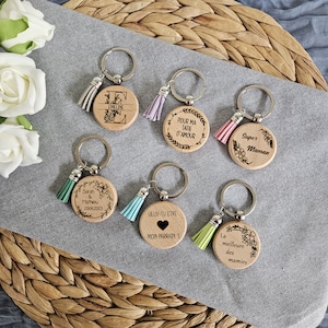 Gepersonaliseerde houten sleutelhanger - Origineel cadeau-idee - Bruiloft - Aankondiging - Verjaardag - Familie - Nanny - Leraar - Meester