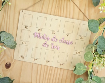 Customizable wooden class photo sign for children - Photo keepsake - School souvenir - Kindergarten to middle school