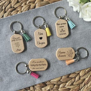 Gepersonaliseerde houten sleutelhanger - Origineel cadeau-idee - Bruiloft - Aankondiging - Verjaardag - Familie - Nanny - Leraar - Meester