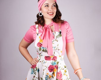 BIBIANNE_09 3-Way Pinafore Dress / Suspender Circle Skirt - ROSES | S