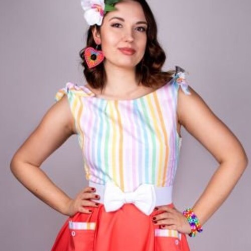 SALE | shops MAISIE Coral Pastel Rainbow Dress - LIMITED | M