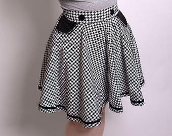 LOUANE_04 Rockabilly Pocket Circle Skirt HOUNDSTOOTH