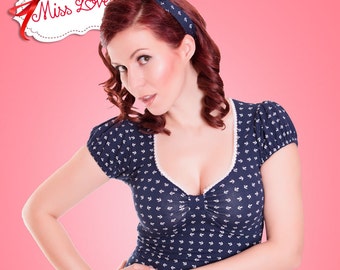 BETSY_17 klassisches Rockabilly Shirt NAVY ANKER XS