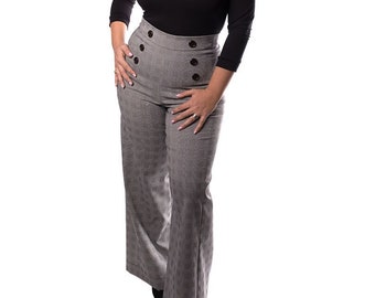 SALE | NORA_04 High Waist Marlene Trousers Houndstooth