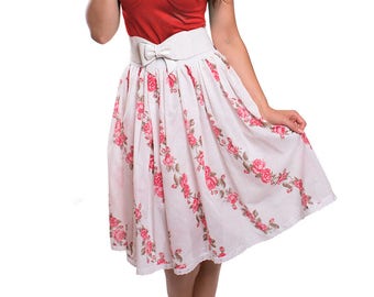 ABIGAIL_06 Ruffled Waist Skirt RED FLOWERS