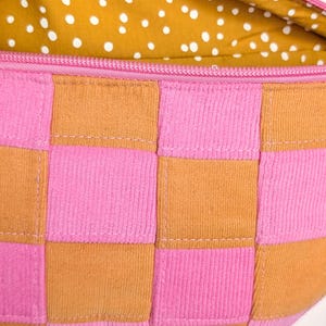 Zero Waste Patchwork Bauchtasche Pink/Gelb Cord Squares Einzelstück
