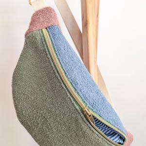 Große XL Bauchtasche Bouclé Bauchtasche Cross Body Bag Plüsch Pastell