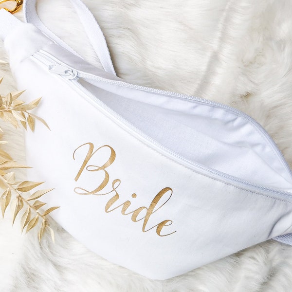 Weiße Braut Tasche Hipbag Bauchtasche BRIDE - indidualisierbar