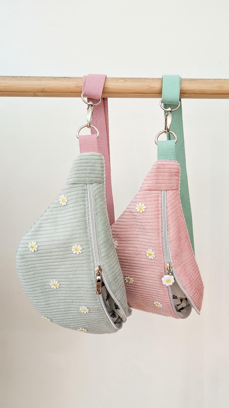 Pastell Cord Hipbag Bauchtasche Daisies - 2 Farben